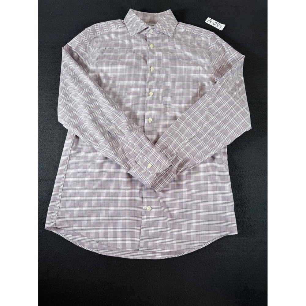 Charles Tyrwhitt Slim Fit Non-Iron Shirt Purple Plaid 15/34in Cotton Button Down